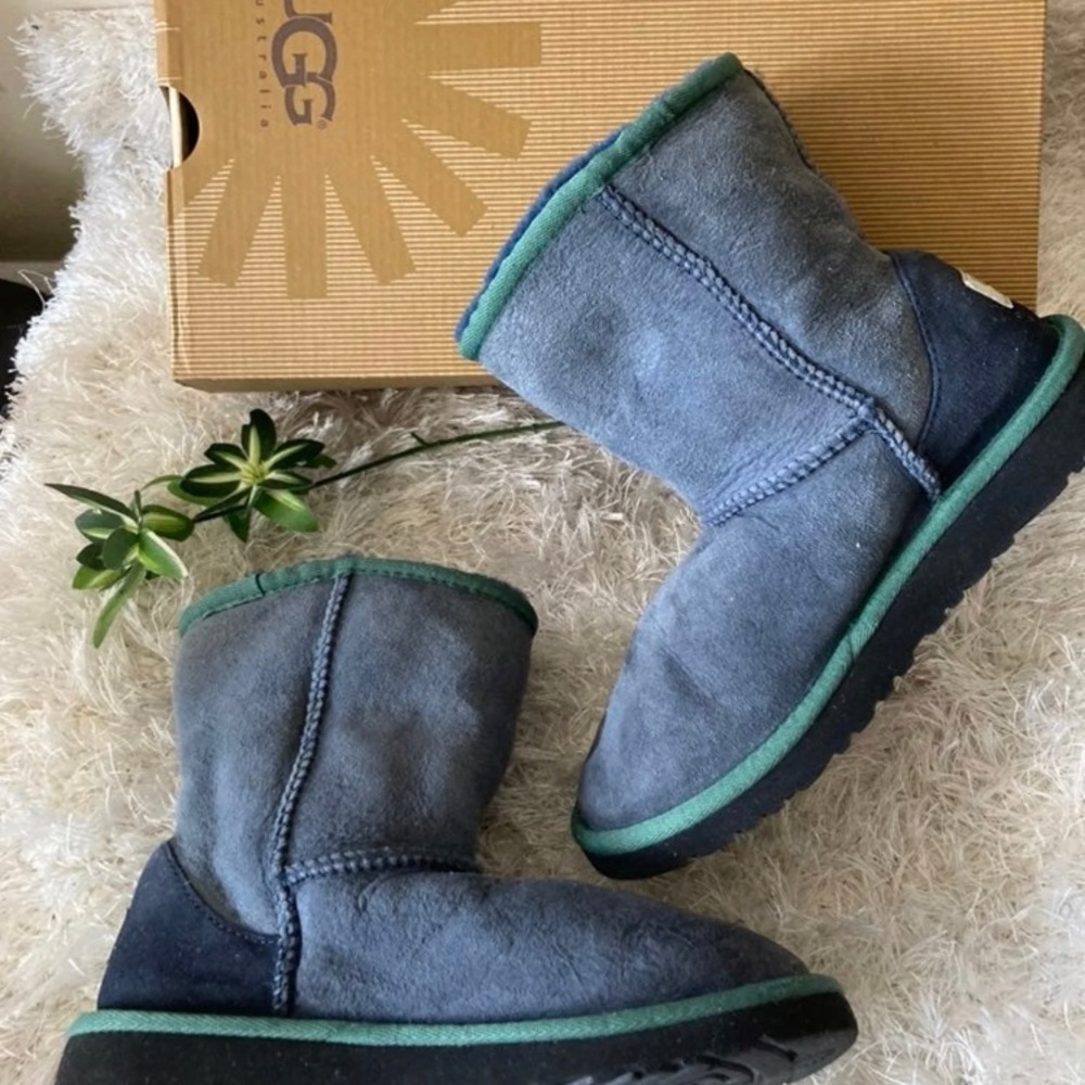 Authentic UGG Suede Baby Blue Ankle 
Boots Size 4 are in excellent condi…